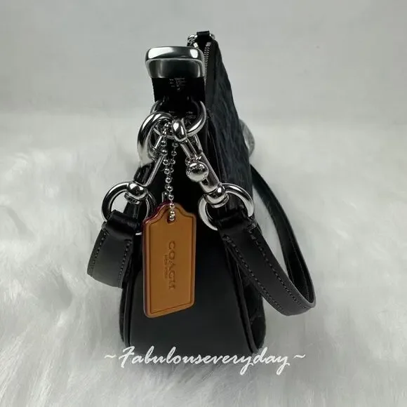 Coach Teri Shoulder Bag Crossbody In Signature Denim/Silver/Black CDE43 NWT - Picture 2 of 8